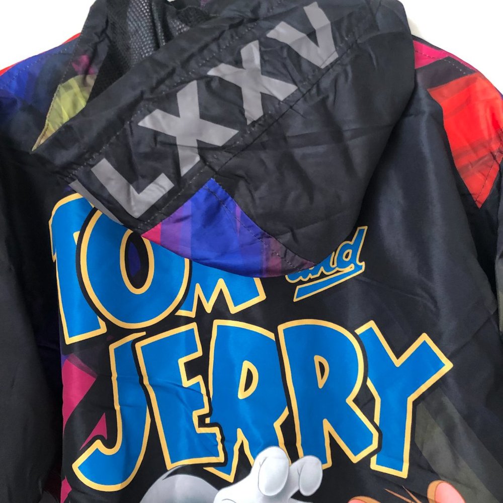 Members Only MW090421-BLK Mens Large Tom and Jerry Hooded Full Zip Windbreaker - Picture 8 of 12